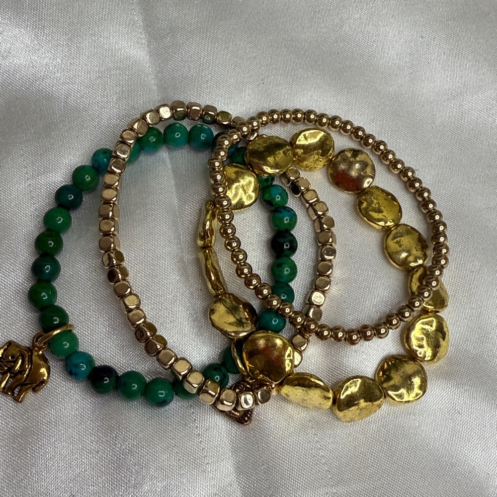Elegant Chrysocolla Stackable Bracelet Set - image 5